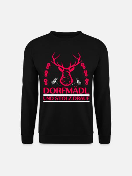 Dorfmädl Dorfmadl Dorfkinder Mit Hirsch - Unisex Pullover - Schwarz