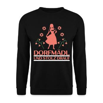Dorfmädl Dorfmadl Dorfkinder Mit Blumen - Unisex Pullover - Schwarz - Vorne - Alina (178cm) & Michal (187cm)