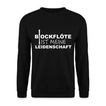 Blockflöte Musiker Blasinstrumente - Unisex Pullover - Schwarz - Vorne - Alina (178cm) & Michal (187cm)
