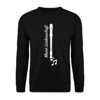 Meine Leidenschaft Blockflöte Blasinstrument - Unisex Pullover - Schwarz - Vorne - Alina (178cm) & Michal (187cm)