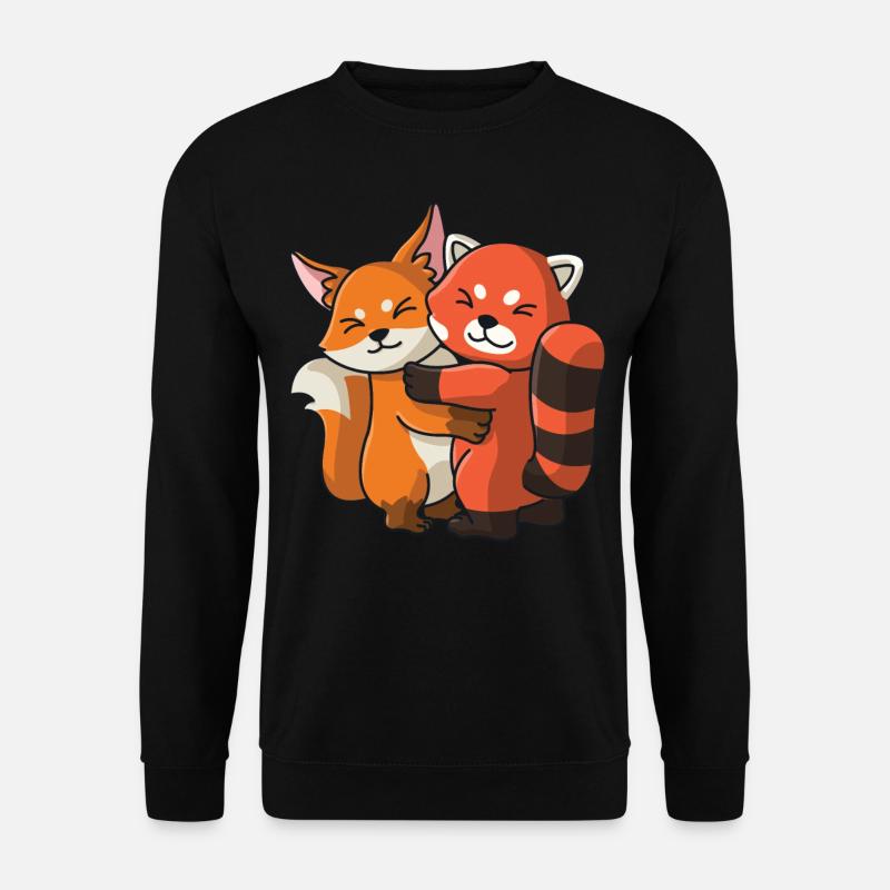Renard avec panda roux aime les animaux mignons doux - Sweat-shirt Unisexe - noir