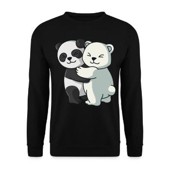 Panda mit Eisbär Bären Paar Liebe niedliche Tiere - Unisex Pullover - Schwarz - Vorne - Alina (178cm) & Michal (187cm)