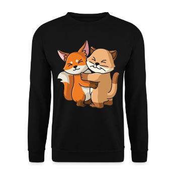 Chat avec renard aime les animaux mignons doux - Sweat-shirt Unisexe - noir - Devant - Alina (178cm) & Michal (187cm)