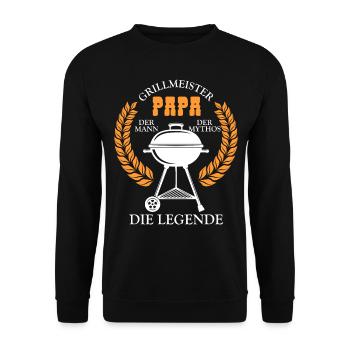 Grillmeister Papa Mann Geschenkidee - Unisex Pullover - Schwarz - Vorne - Alina (178cm) & Michal (187cm)