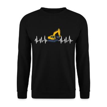 Excavator construction work road construction dredging work - Unisex Sweatshirt - black - Front - Alina (178cm) & Michal (187cm)
