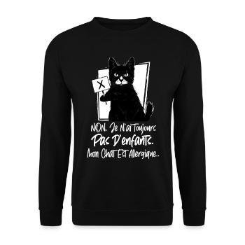 Chat Noir Humour Cadeau - Sweat-shirt Unisexe - noir - Devant - Alina (178cm) & Michal (187cm)