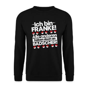 Franken Fränkin Frankenland Badscher Geschenkidee - Unisex Pullover - Schwarz - Vorne - Alina (178cm) & Michal (187cm)