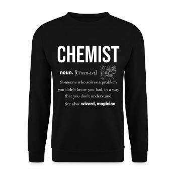 Chemistry alchemy biochemistry formula molecule proton - Unisex Sweatshirt - black - Front - Alina (178cm) & Michal (187cm)