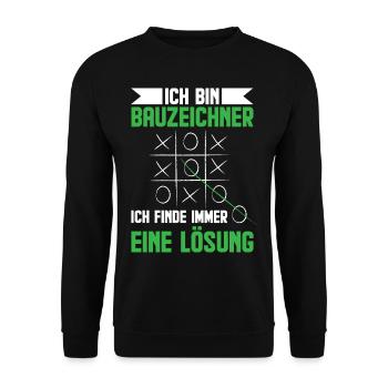 Lustige Bauzeichner Geschenkidee - Unisex Pullover - Schwarz - Vorne - Alina (178cm) & Michal (187cm)