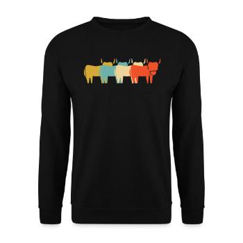 Rétro Vintage Hochland-Rinder - Sweat-shirt Unisexe - noir - Devant - Alina (178cm) & Michal (187cm)