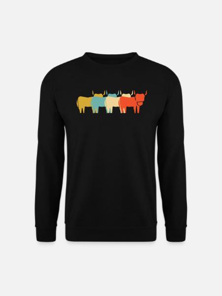 Retro Vintage Hochland-Rinder - Unisex Pullover - Schwarz