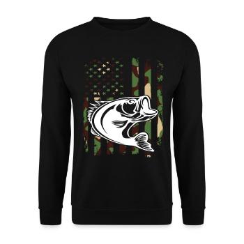 Angeln Camouflage - Unisex Pullover - Schwarz - Vorne - Alina (178cm) & Michal (187cm)