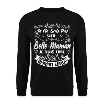 Je ne Suis pas Belle-Maman Je Suis une Maman Bonus - Sweat-shirt Unisexe - noir - Devant - Alina (178cm) & Michal (187cm)