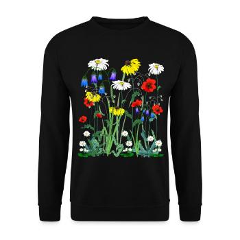 Flower wild flower meadow meadow wild meadow flowers - Unisex Sweatshirt - black - Front - Alina (178cm) & Michal (187cm)