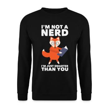 Fuchs Nerd? Smart mit Bücher Geschenk - Unisex Pullover - Schwarz - Vorne - Alina (178cm) & Michal (187cm)