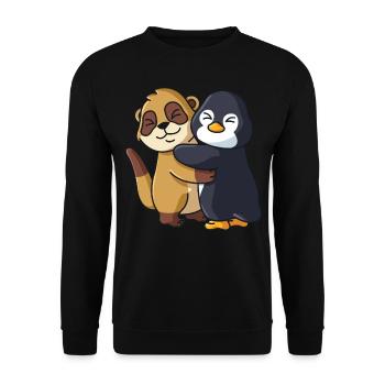 Suricate avec pingouin aime doux mignon - Sweat-shirt Unisexe - noir - Devant - Alina (178cm) & Michal (187cm)