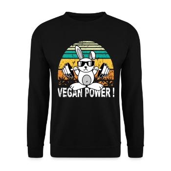 Idée cadeau de musculation Vegan Power - Sweat-shirt Unisexe - noir - Devant - Alina (178cm) & Michal (187cm)