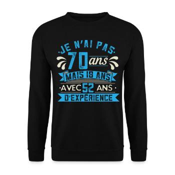 Anniversaire 70 Ans Cadeau - Sweat-shirt Unisexe - noir - Devant - Alina (178cm) & Michal (187cm)