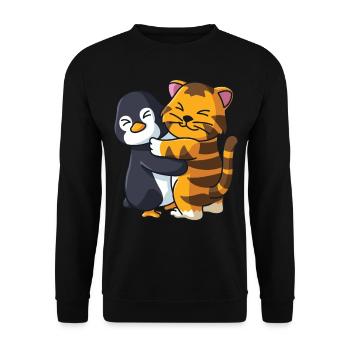 Pingouin et tigre animaux mignons étreignant - Sweat-shirt Unisexe - noir - Devant - Alina (178cm) & Michal (187cm)