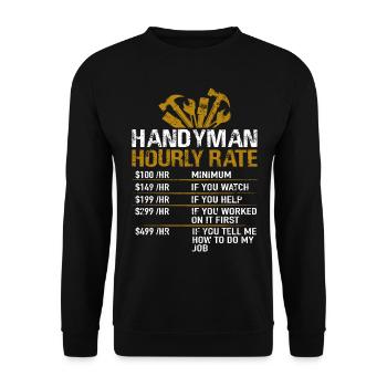 Handyman Hourly Rate Handyman Handyman - Unisex Sweatshirt - black - Front - Alina (178cm) & Michal (187cm)