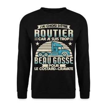 Routier Humour Cadeau - Sweat-shirt Unisexe - noir - Devant - Alina (178cm) & Michal (187cm)