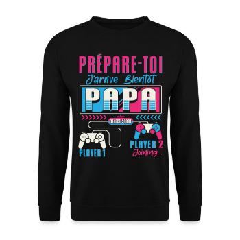 Grossesse Futur Papa Gamers Humour - Sweat-shirt Unisexe - noir - Devant - Alina (178cm) & Michal (187cm)