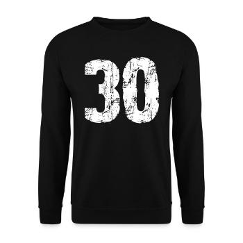 30 Zahl - Unisex Pullover - Schwarz - Vorne - Alina (178cm) & Michal (187cm)