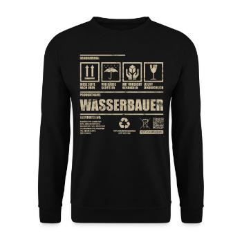 Wasserbauer Vintage Distressed Geschenkidee - Unisex Pullover - Schwarz - Vorne - Alina (178cm) & Michal (187cm)