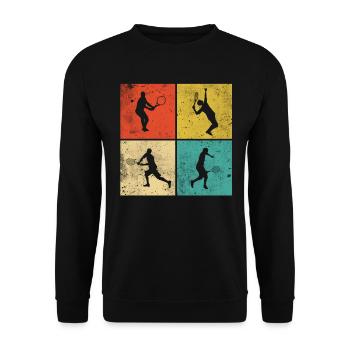 Cadeau rétro de joueur de tennis de tennis - Sweat-shirt Unisexe - noir - Devant - Alina (178cm) & Michal (187cm)