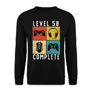 50th birthday level Complete Gaming - Unisex Sweatshirt - black - Front - Alina (178cm) & Michal (187cm)