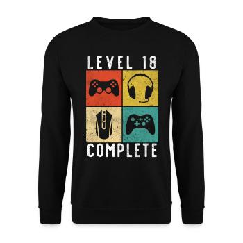 18th birthday level Complete Gaming - Unisex Sweatshirt - black - Front - Alina (178cm) & Michal (187cm)