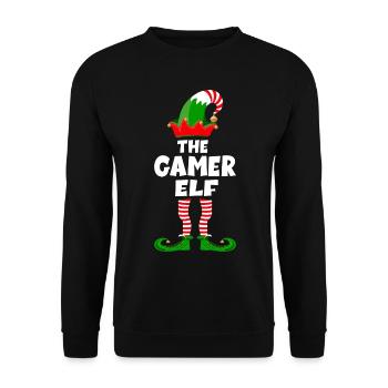 Gamer Elf - Gamer Christmas Elf - Unisex Sweatshirt - black - Front - Alina (178cm) & Michal (187cm)