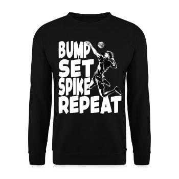 Bump Set Spike Repeat Volleyball Beachvolleyball - Unisex Pullover - Schwarz - Vorne - Alina (178cm) & Michal (187cm)