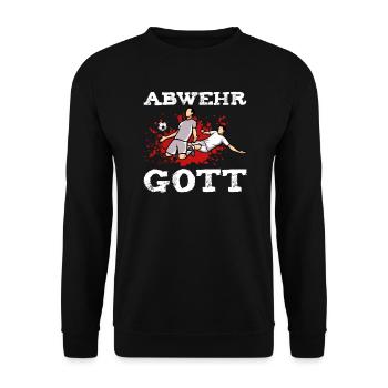Fußball Verteidiger Abwehrspieler Geschenk - Unisex Pullover - Schwarz - Vorne - Alina (178cm) & Michal (187cm)