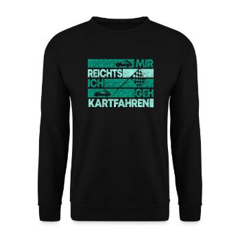 Gokart Kart Kartfahrer Kartrennen Geschenkidee - Unisex Pullover - Schwarz - Vorne - Alina (178cm) & Michal (187cm)