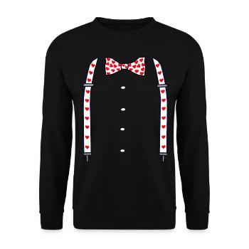 Valentine's day heart suspenders with bow tie gift - Unisex Sweatshirt - black - Front - Alina (178cm) & Michal (187cm)