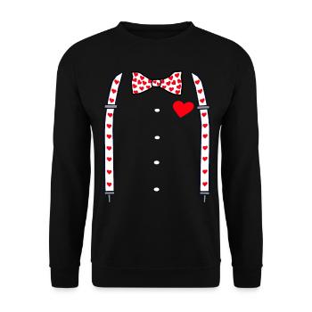 Suspenders with heart bow tie Valentine's day gift - Unisex Sweatshirt - black - Front - Alina (178cm) & Michal (187cm)
