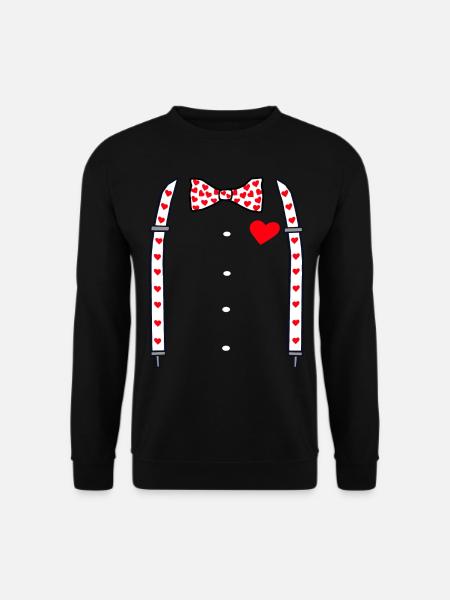 Hosenträger mit Herz Fliege Valentinstag Geschenk - Unisex Pullover - Schwarz