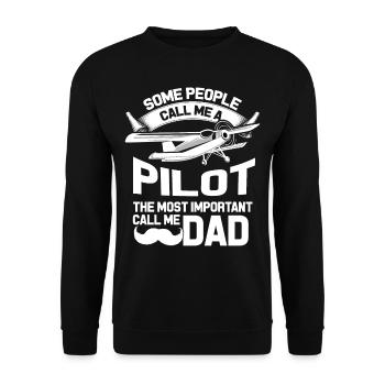 Pilot Fluzeug Vater Dad - Unisex Pullover - Schwarz - Vorne - Alina (178cm) & Michal (187cm)