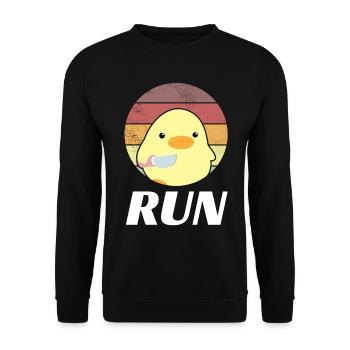Run duck with knife meme funny saying - Unisex Sweatshirt - black - Front - Alina (178cm) & Michal (187cm)