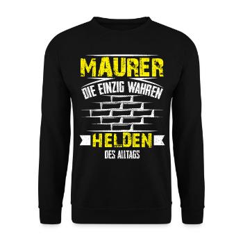 Maurer die einzig wahren Helden des alltags Männer - Unisex Pullover - Schwarz - Vorne - Alina (178cm) & Michal (187cm)