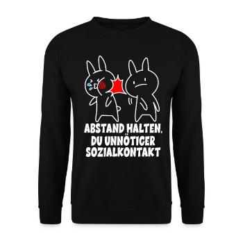 Abstand halten Du Unnötiger Sozialkontakt - Hasen - Unisex Pullover - Schwarz - Vorne - Alina (178cm) & Michal (187cm)
