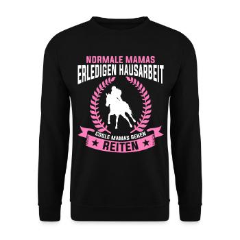 Reiterin Mama Reitlehrerin Reitverein Pferdesport - Unisex Pullover - Schwarz - Vorne - Alina (178cm) & Michal (187cm)
