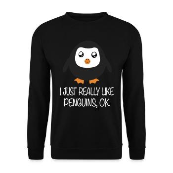 Penguin - J'aime vraiment les pingouins Ok - Sweat-shirt Unisexe - noir - Devant - Alina (178cm) & Michal (187cm)