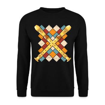 Flûte Flûte Flûte Flûte Flûtiste Flûtiste Rétro - Sweat-shirt Unisexe - noir - Devant - Alina (178cm) & Michal (187cm)
