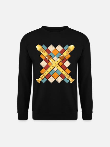 Blockflöte Vintage Flöte Flötist Flötistin Retro - Unisex Pullover - Schwarz