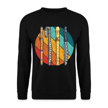 Flûte Flûte Flûte Flûte Flûtiste Flûtiste Rétro Vintage - Sweat-shirt Unisexe - noir - Devant - Alina (178cm) & Michal (187cm)