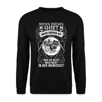 Lustiges Werkstatt Auto KFZ-Mechaniker Geschenk - Unisex Pullover - Schwarz - Vorne - Alina (178cm) & Michal (187cm)