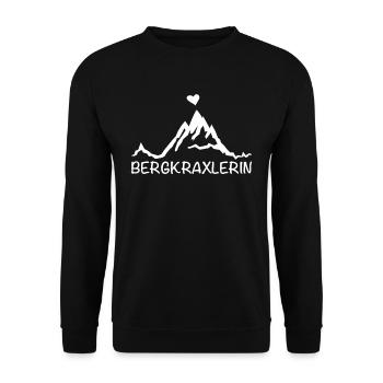 BERGKRAXLERIN Berg Herz Trekking Wandern Geschenk - Unisex Pullover - Schwarz - Vorne - Alina (178cm) & Michal (187cm)