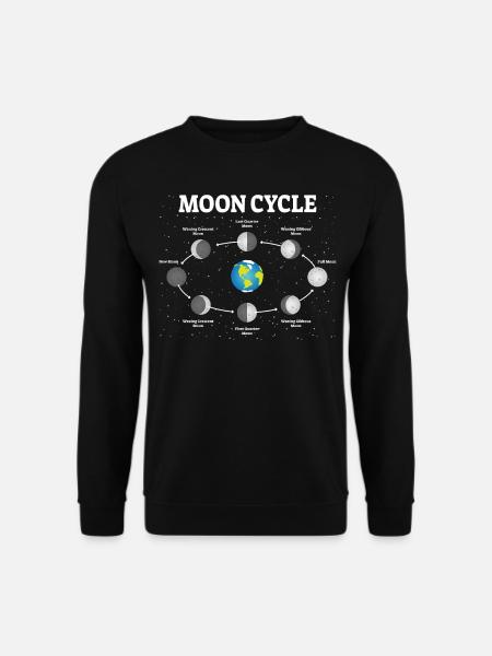 Mondphasen Moon Phases Mond Vollmond Astronomie - Unisex Pullover - Schwarz